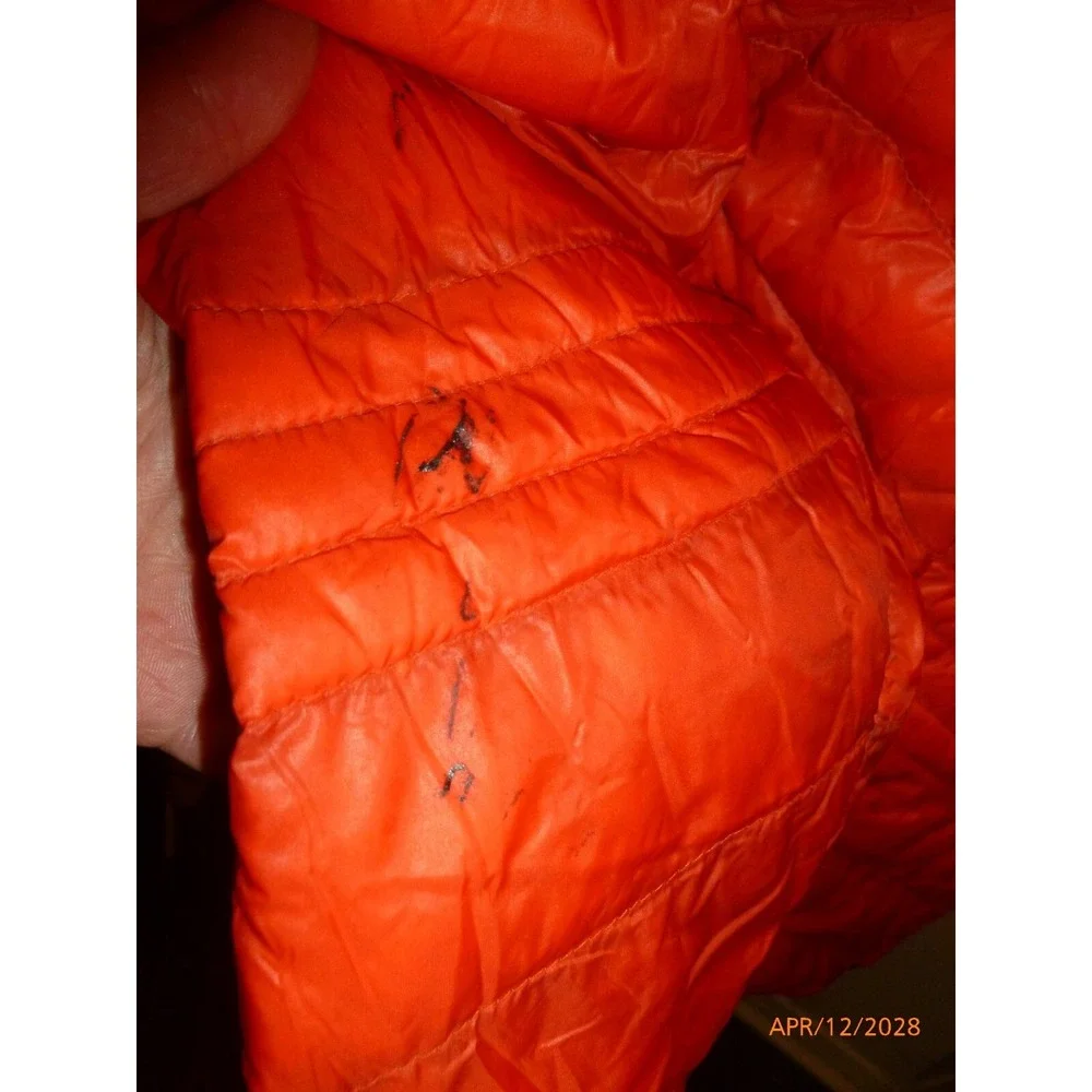 Orange Hooded Puffer‎ Jacket Quilted Full Zip Winter Coat Goose Down Womens